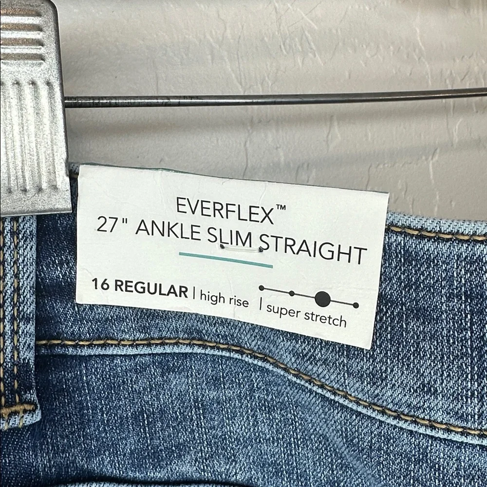 NWT Maurice’s Blue womens 16 high rise Jeans 27” ankle slim straight‎ stretch